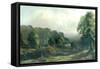 Rural Scene with Two Figures and Abbey-Walter Linsley Meegan-Framed Stretched Canvas