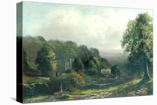 Rural Scene with Two Figures and Abbey-Walter Linsley Meegan-Stretched Canvas