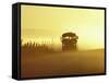 Rural School Bus Driving Along Dusty Country Road, Oregon, USA-William Sutton-Framed Stretched Canvas