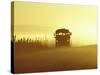 Rural School Bus Driving Along Dusty Country Road, Oregon, USA-William Sutton-Stretched Canvas