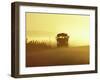 Rural School Bus Driving Along Dusty Country Road, Oregon, USA-William Sutton-Framed Photographic Print