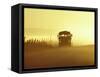 Rural School Bus Driving Along Dusty Country Road, Oregon, USA-William Sutton-Framed Stretched Canvas