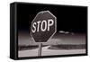 Rural Stop Sign BW-Steve Gadomski-Framed Stretched Canvas