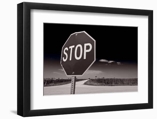 Rural Stop Sign BW-Steve Gadomski-Framed Photographic Print