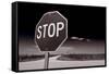 Rural Stop Sign BW-Steve Gadomski-Framed Stretched Canvas