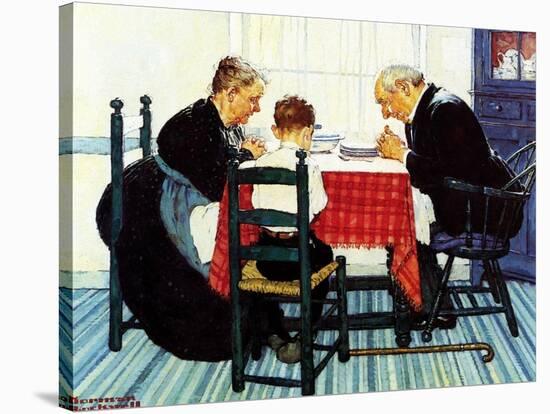 Rural Vacation (or Family Grace)-Norman Rockwell-Stretched Canvas