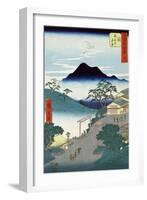 Rural Village with Mountains in the Background, Japanese Wood-Cut Print-Lantern Press-Framed Art Print