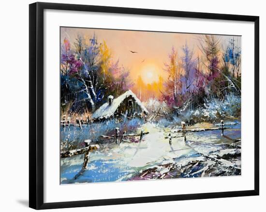 Rural Winter Landscape-balaikin2009-Framed Art Print