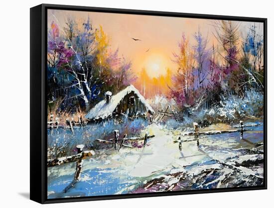 Rural Winter Landscape-balaikin2009-Framed Stretched Canvas