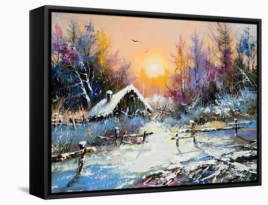 Rural Winter Landscape-balaikin2009-Framed Stretched Canvas