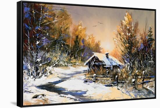 Rural Winter Landscape-balaikin2009-Framed Stretched Canvas