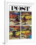 "Rush Hour (4 panel)," Saturday Evening Post Cover, October 21, 1961-Richard Sargent-Framed Giclee Print