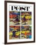 "Rush Hour (4 panel)," Saturday Evening Post Cover, October 21, 1961-Richard Sargent-Framed Giclee Print