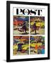 "Rush Hour (4 panel)," Saturday Evening Post Cover, October 21, 1961-Richard Sargent-Framed Giclee Print