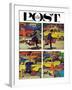 "Rush Hour (4 panel)," Saturday Evening Post Cover, October 21, 1961-Richard Sargent-Framed Giclee Print