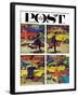 "Rush Hour (4 panel)," Saturday Evening Post Cover, October 21, 1961-Richard Sargent-Framed Giclee Print