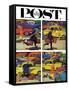 "Rush Hour (4 panel)," Saturday Evening Post Cover, October 21, 1961-Richard Sargent-Framed Stretched Canvas