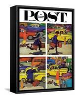 "Rush Hour (4 panel)," Saturday Evening Post Cover, October 21, 1961-Richard Sargent-Framed Stretched Canvas