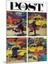 "Rush Hour (4 panel)," Saturday Evening Post Cover, October 21, 1961-Richard Sargent-Mounted Giclee Print