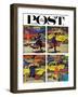 "Rush Hour (4 panel)," Saturday Evening Post Cover, October 21, 1961-Richard Sargent-Framed Premium Giclee Print