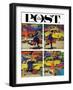 "Rush Hour (4 panel)," Saturday Evening Post Cover, October 21, 1961-Richard Sargent-Framed Premium Giclee Print