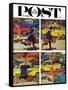 "Rush Hour (4 panel)," Saturday Evening Post Cover, October 21, 1961-Richard Sargent-Framed Stretched Canvas