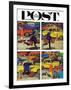 "Rush Hour (4 panel)," Saturday Evening Post Cover, October 21, 1961-Richard Sargent-Framed Giclee Print