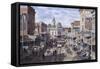 Rush Hour: Los Angeles, Spring St. Looking North-Stanton Manolakas-Framed Stretched Canvas
