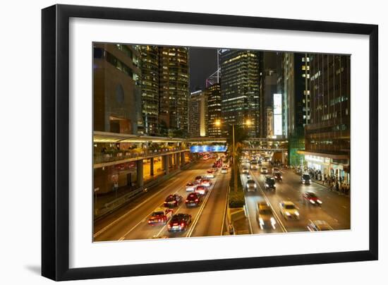 Rush hour traffic in Central, Hong Kong Island, Hong Kong, China, Asia-Fraser Hall-Framed Photographic Print