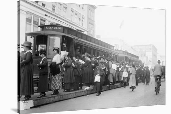 Rush Hour Traffic in Washington, DC Packs Trolley Cars-null-Stretched Canvas