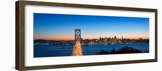 Rush Hour Traffic on the Bay Bridge with San Francisco Skyline at Dusk, San Francisco Bay-null-Framed Photographic Print