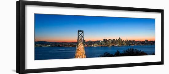 Rush Hour Traffic on the Bay Bridge with San Francisco Skyline at Dusk, San Francisco Bay-null-Framed Photographic Print