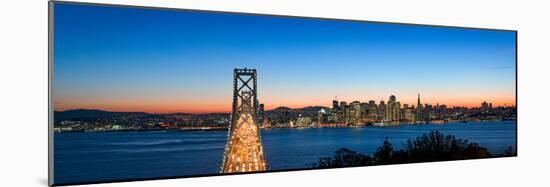 Rush Hour Traffic on the Bay Bridge with San Francisco Skyline at Dusk, San Francisco Bay-null-Mounted Photographic Print