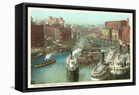 Rush Street Bridge, Chicago, Illinois-null-Framed Stretched Canvas