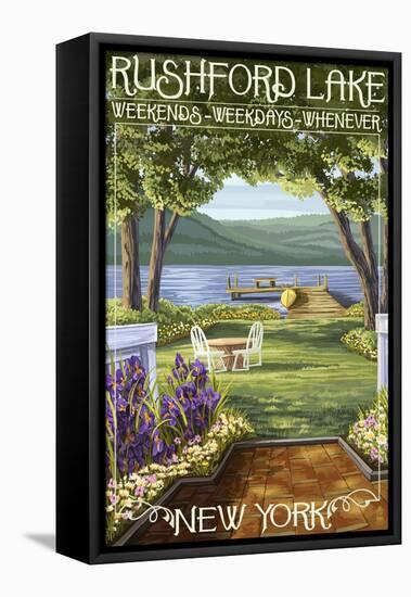 Rushford Lake, New York Scene-Lantern Press-Framed Stretched Canvas