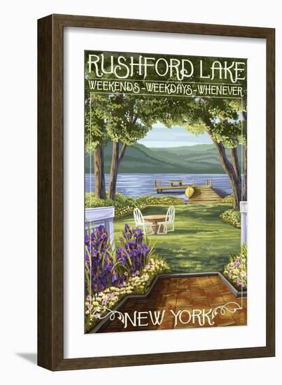 Rushford Lake, New York Scene-Lantern Press-Framed Art Print