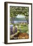 Rushford Lake, New York Scene-Lantern Press-Framed Art Print