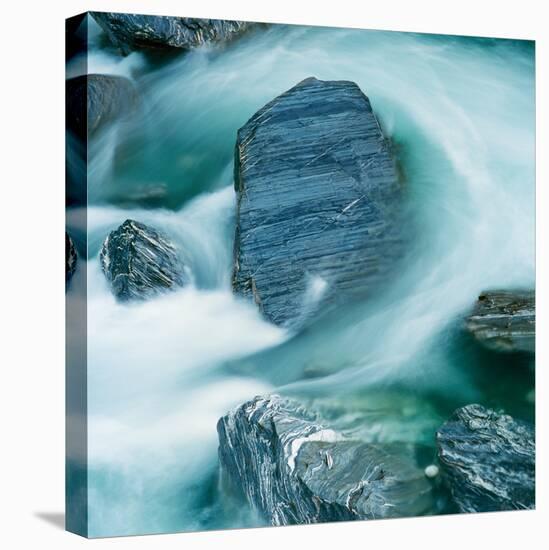 Rushing Water and Rocks on South Island, New Zealand-Micha Pawlitzki-Stretched Canvas
