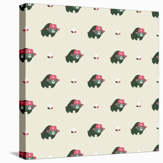 Rusian Bear Seamless Pattern-vector pro-Stretched Canvas