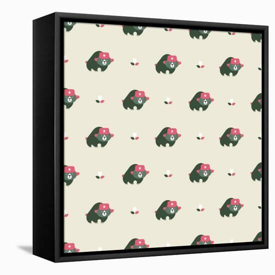 Rusian Bear Seamless Pattern-vector pro-Framed Stretched Canvas