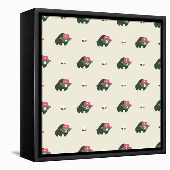 Rusian Bear Seamless Pattern-vector pro-Framed Stretched Canvas