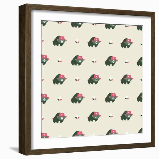 Rusian Bear Seamless Pattern-vector pro-Framed Art Print