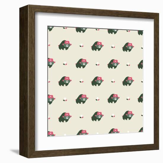 Rusian Bear Seamless Pattern-vector pro-Framed Art Print