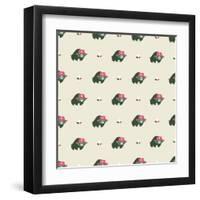 Rusian Bear Seamless Pattern-vector pro-Framed Art Print