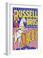 "Russell Bros--Greater American Circus", Circa 1940-null-Framed Giclee Print