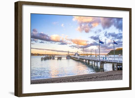 Russell Pier at Sunset, Bay of Islands, Northland Region, North Island, New Zealand, Pacific-Matthew Williams-Ellis-Framed Photographic Print