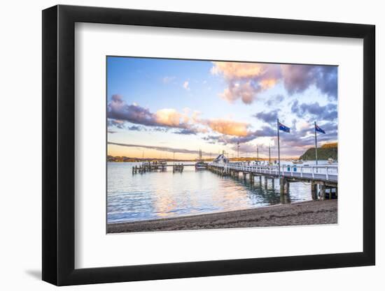 Russell Pier at Sunset, Bay of Islands, Northland Region, North Island, New Zealand, Pacific-Matthew Williams-Ellis-Framed Photographic Print