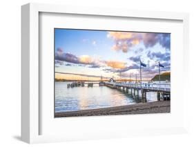 Russell Pier at Sunset, Bay of Islands, Northland Region, North Island, New Zealand, Pacific-Matthew Williams-Ellis-Framed Photographic Print