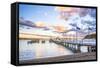 Russell Pier at Sunset, Bay of Islands, Northland Region, North Island, New Zealand, Pacific-Matthew Williams-Ellis-Framed Stretched Canvas