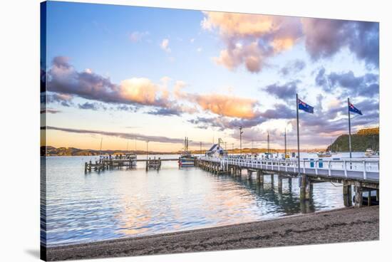 Russell Pier at Sunset, Bay of Islands, Northland Region, North Island, New Zealand, Pacific-Matthew Williams-Ellis-Stretched Canvas